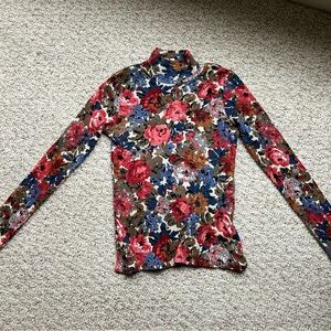 Sezane Felix Jumper Turtleneck Multicolor October Flowers Size XS EUC